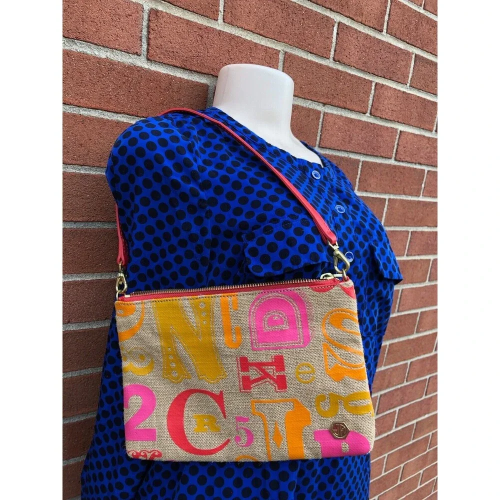 Jonathan Adler women jute pink/red/orange shoulder small  bag